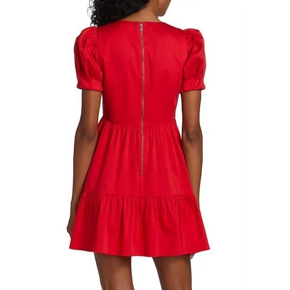 Alice+Olivia Tiered Mini Dress in Bright Poppy Size 8 - Picture 4 of 13